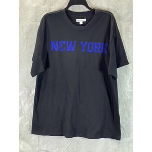 And Now This Men's Black/Blue New York Embroidered Oversized-Fit T-Shirt SZ XL